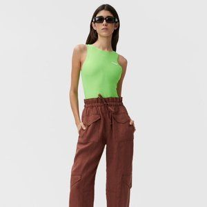 NWT$345 GANNI Brown Hemp Cargo Track Pants/ Trousers - Linen